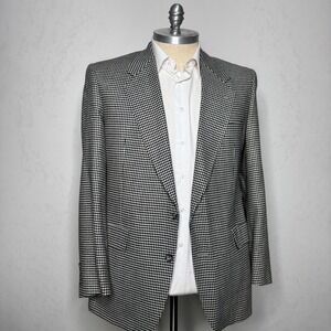 Hart Schaffner & Marx Mens Vintage Houndstooth Blazer Jacket 43L Wool